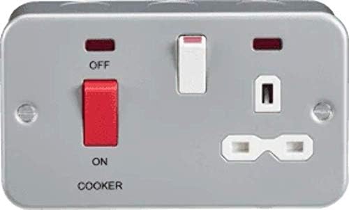 Knightsbridge MR9000 Metal Clad 13A 2 Gang DP Switched Socket, Grey, 45.0 mm*81.5 mm*142.0 mm