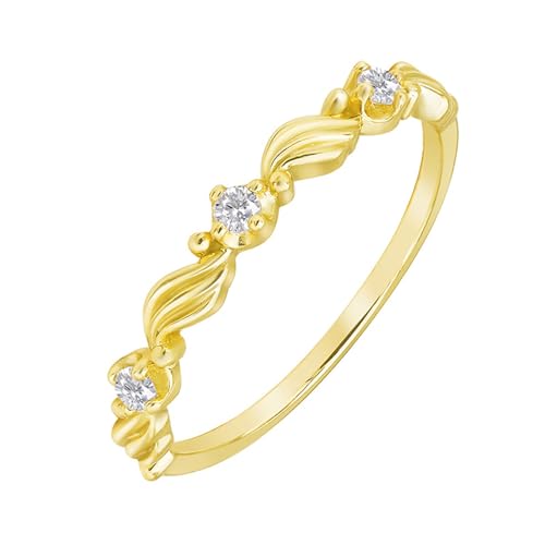 Musihy Alianzas de boda para mujer, oro amarillo de 9 quilates, 14 quilates y 18 quilates, delicado anillo de boda para mujer con moissanita, Metal, Moissanita
