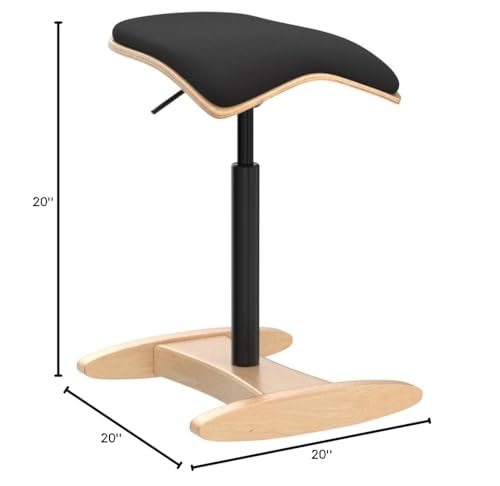 Image of Fully Tic TOC Rocking Stool - Natural Beechwood with Black Cushion