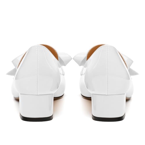 Image of Womens Loafer with Heel, Comfortable Chunky Heels for Women, Loafers Shoes with Bowknot Womens Bunion Dress Shoes