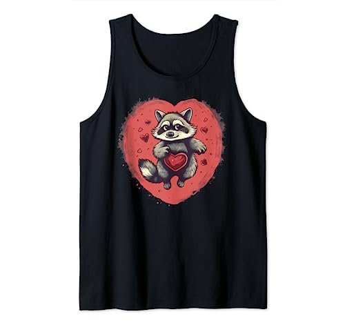 Corazón de amor de mapache para el día de San Valentín en Raccoon Lover Camiseta sin Mangas