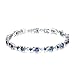 Bamoer Luxury Slender White Gold Plated Bracelet with Sparkling Blue Cubic Zirconia Stones