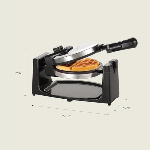 bella Classic Rotating Belgian Waffle Maker with Nonstick Plates, Removable Drip Tray, Adjustable Browning Control and Cool Touch Handles, Stainless Steel by BELLA - Image 2