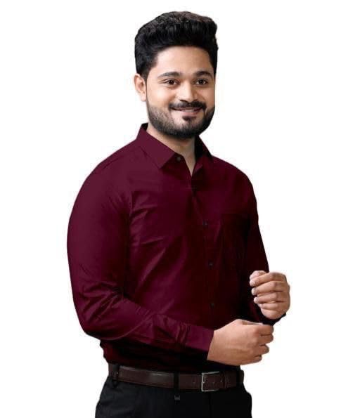 Image of Men's Casual Cotton Blend Shirt | Regular Fit | Full Sleeve | Solid Design