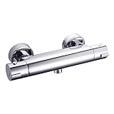 2-Handle Thermostatic Shower Valve Trim Wall mount US STANDARD Plumbing, Exposed Shower mixing valve with Constant Temperature water mixer for Bathroom, RV, Clawfoot Tub