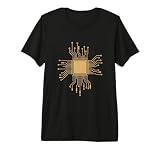 Microchip Circuit Board CPU Golden Tech Pattern Premium Tri-Blend T-Shirt