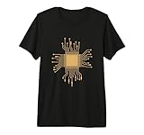 Microchip Circuit Board CPU Golden Tech Pattern Premium Tri-Blend T-Shirt