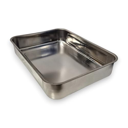 ÜREL Deep Stainless Steel Baking Tray & Roasting Tin Rectangular Pan for Yoghurt Baking & Meal Prep (36.5x26.5x6.5 cm / 13.4x9.4x2.6 in) 304 (18/10) Food-Grade Dishwasher Safe