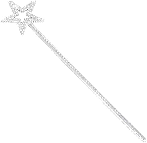 Varita de ángel de estrella de 13 pulgadas varita de princesa de hadas plateada