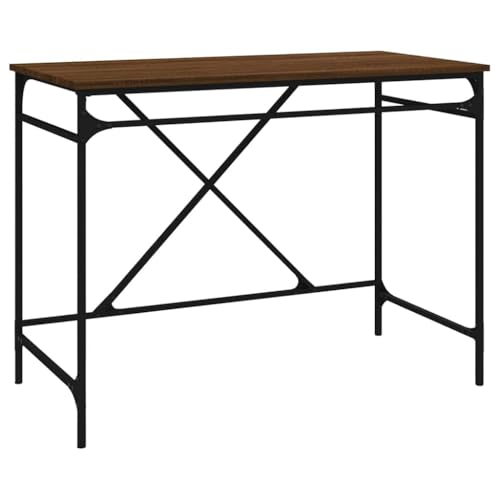Table de travail stable en bois et fer aspect chêne chic - 4