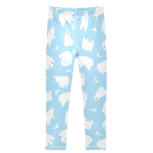 Girls' Leggings Polar Bear Fish Ankle Length Printed Leggings Comfort Pants for Kids 4-10 Years