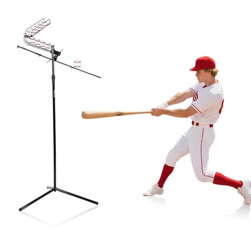 BGOJAB Baseball Soft Toss Pitching Machine | Training System, Support Auto & Manual Ball Drop, Height Adjustable, Hold Up to 10 Balls, Baseball Hitting Swing Trainer for All Ages and Skill