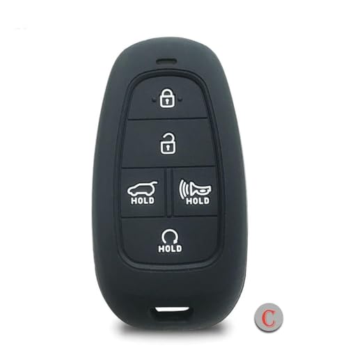 HOBIVA 4 5 7 pulsanti custodia in silicone per H/yundai Sonata Nexo 2019 2020 MPV copertura chiave auto telecomando portachiavi keyless shell, C nero