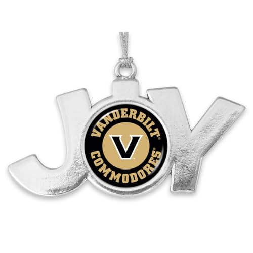 Vanderbilt Commodores Round Circle Team Logo Joy Silver Metal Christmas Ornament Gift Tree Decoration