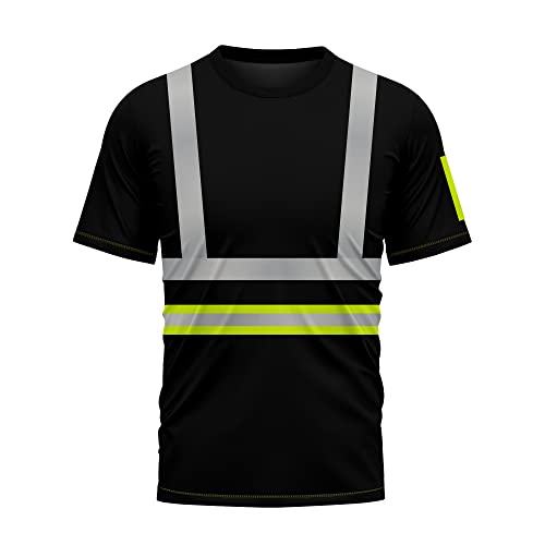 trending babz High Visibility Short Sleeves Quick Dry T Shirts Reflective Tape Safety Hi Vis Round Crew Neck Security Work Breathable Workwear Top Tee