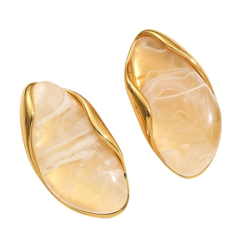 Stylish Multi Color Resin Ear Studs Stainless Steel Geometric Shaped Earrings