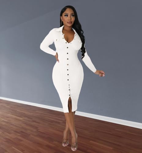 Image of Women's Fashion Sexy Elegant Comfortable Fit Vital V-Neck Knitted Short Sleeve Dress