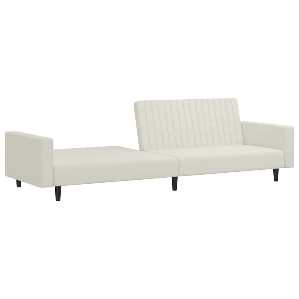 Sofa z funkcją spania 2-osobowa, kremowa, aksamitna, sofa przekształcająca z drewnianą ramą, sofa do spania do salonu, pokoju gościnnego, biura, wygodna sofa tapicerowana do małych