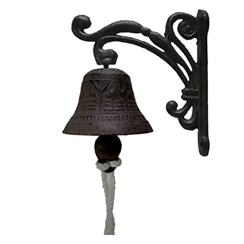 Campana de comedor de hierro fundido | Timbre colgante de pared para puerta de entrada | Rústico vintage occidental granja gallo pollo puerta pared cena patio campana para iglesia, escuela, decoración