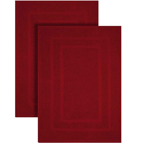 GOLD TEXTILES Premium Red Bath Mat - 2 Pack 22x34