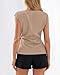BTFBM Womens Tops Summer 2026 Cap Sleeve Crew Neck Tie Waist Blouses Dressy Casual Business Work Clothes Spring Fashion(Khaki, Medium)