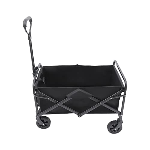 HarBin-Star Bollerwagen, Faltbar Klappbar Transportkarre Handwagen mit 4 Rollen, Verstellbarer Handgriff, Gerätewagen Strandwagen für Einkaufen Draussen Camping, Schwarz 80kg Belastbarkeit