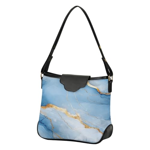 Sac à bandoulière tendance en marbre blanc et bleu pour votre voyage et quotidien stylé