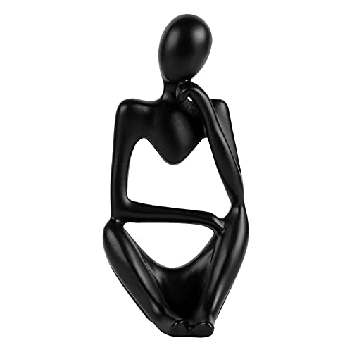 Trycooling Thinker Statue Resin Abstract Sculpture Thinker Man Statue Collectible Figurines Art Home Office Table Desk Bookshelf Decor (Small Black, Right)