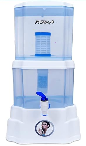Image of REEVO Gravity Water Purifier - UF Technology Non-Electric Water Filter | Chemical-Free Purification | 10L Storage (5L Top + 5L Bottom) for Home & Office (White)