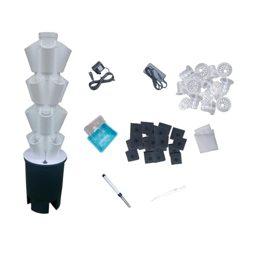 Hydroponic Tower Garden Planter 20 Hole Vertical System US Adapter Indoor Outdoor Plant Germination Kit for Strawberry Vegetable