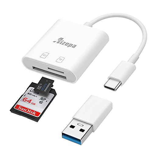 Aizepa USB C SD Card Reader,2-in-1 Type C Memory Micro TF Card Reader for SDXC, SDHC, SD, MMC, RS-MMC, Micro SDXC, Micro SD, Micro SDHC Card,Compatible for MacBook Pro,iPad Pro ,Air, Galaxy S20