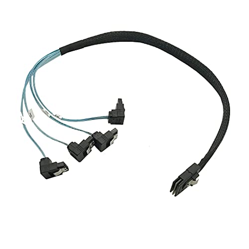 Seadream 1.64Ft Internal Mini Sas 36Pin (Sff-8087) Male W/Latch To Sata 7Pin Right Angle Female (X4) Forward Breakout Cable,12Gbs Flexbile (1.64Ft Sata 7P Angled) #TOP1
