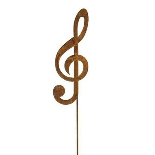 Bornhöft Gartenstecker Notenschlüssel 118cm aus Edelrost Metall Rost Gartendekoration Weihnachten rostige Gartendekoration