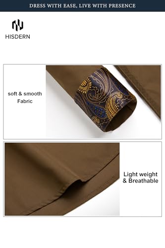 Image of HISDERN Mens Business Dress Shirts Long Sleeve Casual Button Down Shirt Formal Inner Collar Contrast Shirt for Men Wedding