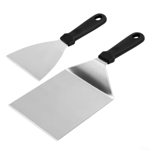 ZMdooreasy Pala para asar de acero inoxidable, pala de carne, pinzas de barbacoa, abrazadera de parrilla para filete frito, hornear, pizza, pan, carne, 2 unidades, plata