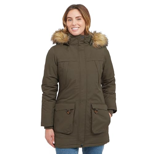 Image of Peter Storm Women’s Paloma Waterproof Parka Jacket with Faux Fur Lined Hood & 4 Pockets, Insulated & Adjustable Winter Coat (UK, Numeric, 16, Regular, Regular, Khaki)