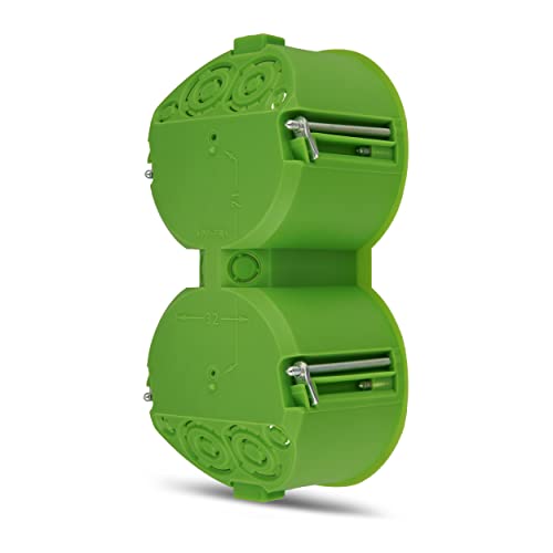 REV Hohlraumdose - Hohlwanddose, 2x Ø 68 mm, 50 mm tief, Schrauben, grün