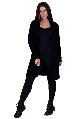 Cardigan Manga Longa Canelado Casaco Kimono de Inverno Feminino Fabiane Tamanho:M;Cor:Preto;Genero:M