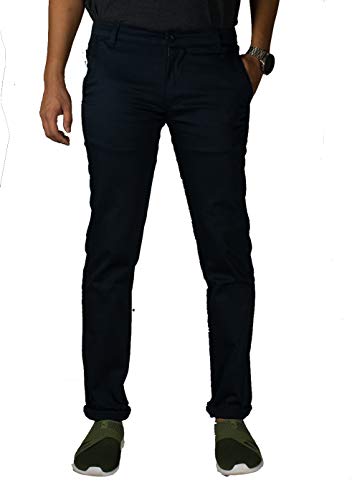 Image of 0-DEGREE Men's Regular Fit Cotton Trouser (0DCotPantRaidParent Beige, Black 32)