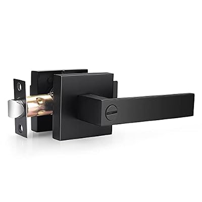 Probrico Door Handle Black Heavy Duty Interior Door Handle for Bedroom & Bathroom, Keyless Privacy Door Lever, Modern Square Door Handle,1 Pack, Matte Black Finish
