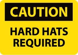 NMC C391P Caution - Hard Hats Required Sign - 10 in. 7 in. PS Vinyl Sign with Bl