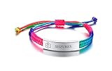VNOX SEIZURES Pre-Engraved Medical Alert ID Bracelet Handmade Braided Rope Multicolor Rainbow...