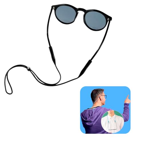 Cordão para Óculos Ajustável em Silicone Suporte para Óculos de Grau e Sol Ideal para Estudantes e Profissionais Universal [PRETO]
