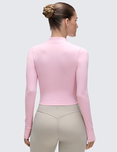 Image of CRZ YOGA Butterluxe Cropped Athletic Jackets | Extremely Soft, Slim Fit, Full Zip, Mockneck, Thumb Holes, for Women