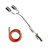 PROWELTEK   Chalumeau Désherbeur thermique gaz 210 kW Double bruleurs gaz 60mm + Tuyau 5m   Bruleur mauvaises herbes Allumage piezo flamme réglable