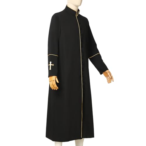 Image of CAMDOM Men's Clergy Cassock Church Minister Robe Vestment for Pastor