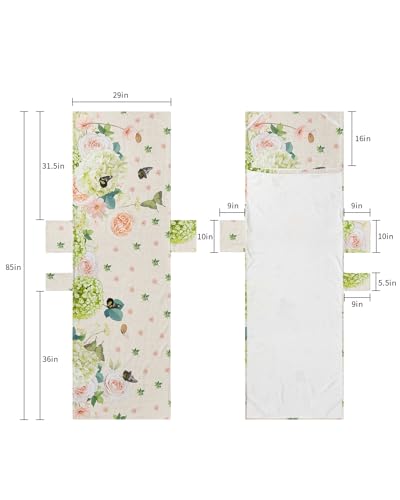 Teal Pink Spring Floral Beach Lounge Chair Towel Cover, Soft Chaise Lounge Towel with Side Pockets Patio Pool Chairs Cover for Beach/Pool Sunbathing 29x85 Summer Botanical Butterfly Rustic