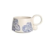 DFHS46JK Taza Taza de café cerámica china esmaltada a mano con diseño floral, for desayuno, leche y avena, 325 ml Adecuado para familias