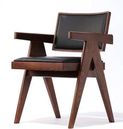 Image of Furniture Solid Sheesham Wooden Arm Chair with Cushion and Cane Back Support Chair Living Room Bedroom Home Wooden Armchair Furniture Garden Balcony Outdoor & Indoor (Black seat Set Off 2)