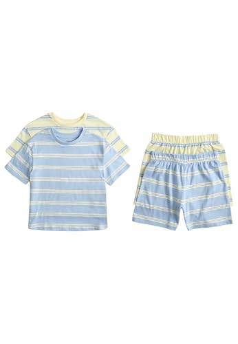 Marks & Spencer Pack de 2 Pijamas de algodón de Rayas (1-8 años) Azul Niños 4-5 años